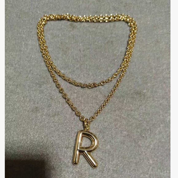 Roxanne Assoulin The Very Big Puffy Initial Necklace with Charm J/K/L/P/R - Picture 10 of 10